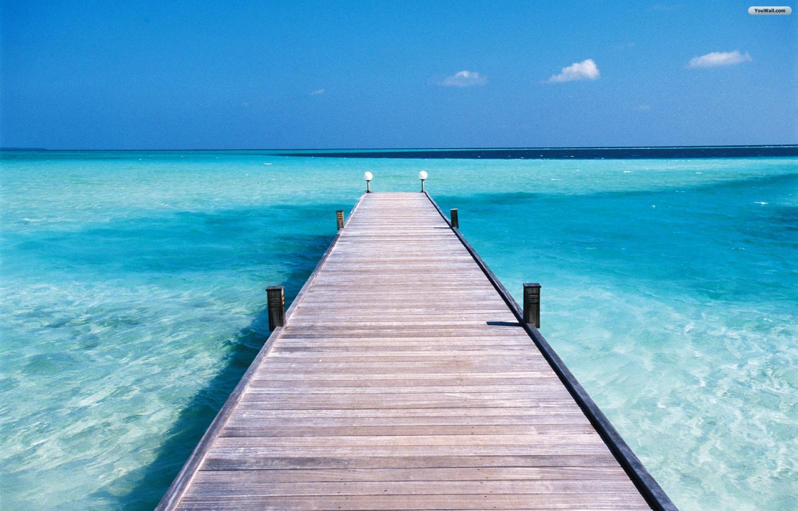 Boardwalk into ocean